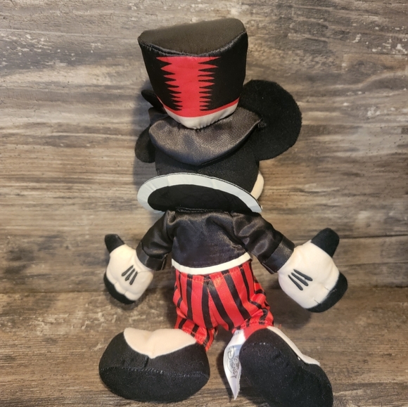 Disney Halloween 13” Mickey Mouse Plush Red / Black Satin Outfit Top Hat Spider - Picture 2 of 4